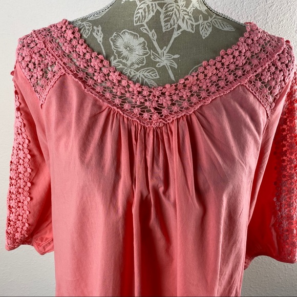 Sundance Pink Crochet Back Tunic Top Cotton Small - Picture 3 of 12